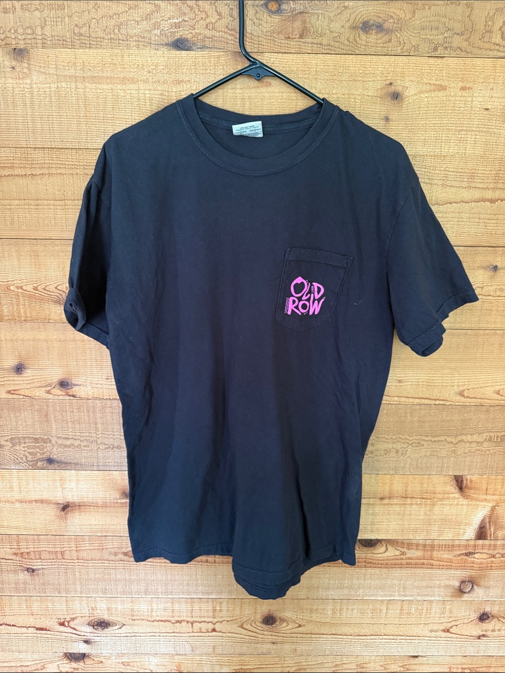 Old Row Black Pocket Tee with Pink Logo - Men's Short Sleeve Shirt